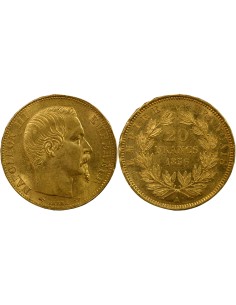 Napoléon III Tête nue 20 francs Or 1856 A - Paris