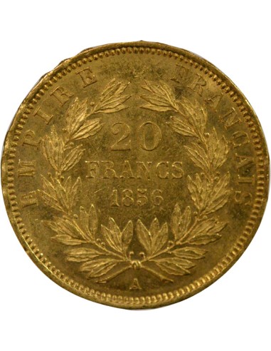 Napoléon III Tête nue 20 francs Or 1856 A - Paris
