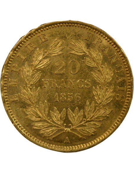 Napoléon III Tête nue 20 francs Or 1856 A - Paris
