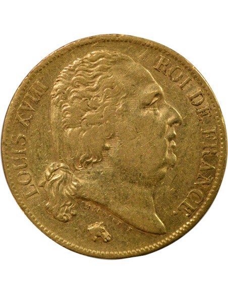Louis XVIII Tête nue 20 francs Or 1824 A - Paris