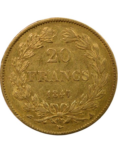 Louis-Philippe Ier Domard 20 francs Or 1847 A - Paris