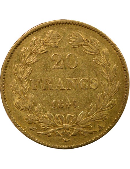 Louis-Philippe Ier Domard 20 francs Or 1847 A - Paris