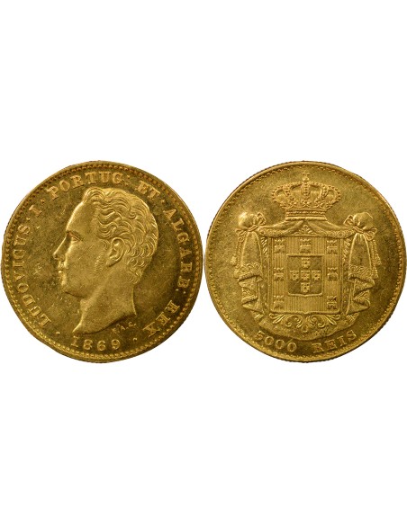 Portugal Louis I du Portugal 5000 reis Or 1869 Lisbonne
