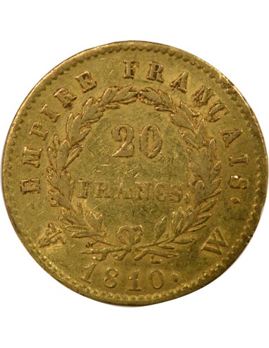 Roi d'Italie Empire 20 francs Or 1810 W Lille
