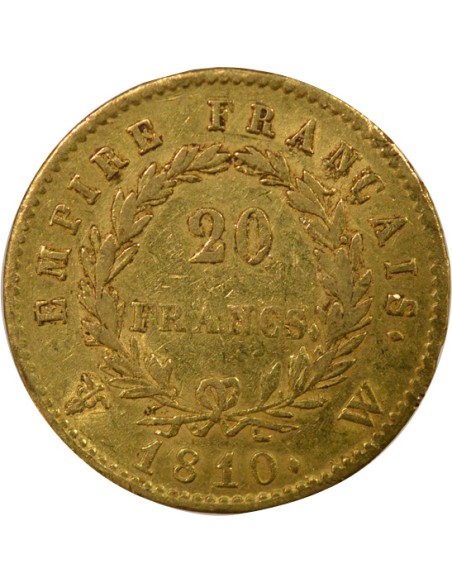 Roi d'Italie Empire 20 francs Or 1810 W Lille