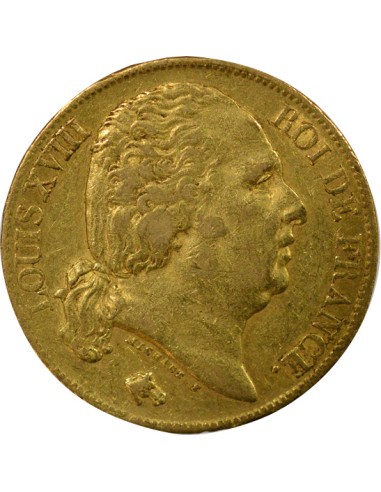Louis XVIII Tête nue 20 francs Or 1819 A - Paris