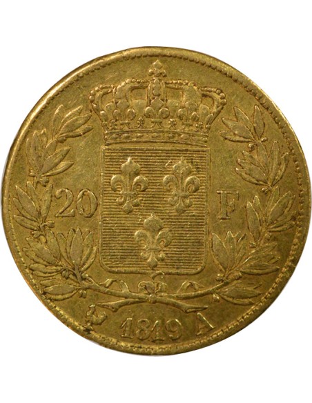 Louis XVIII Tête nue 20 francs Or 1819 A - Paris