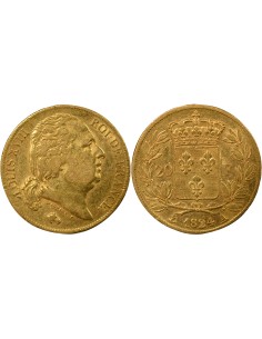 Louis XVIII Tête nue 20 francs Or 1824 A - Paris