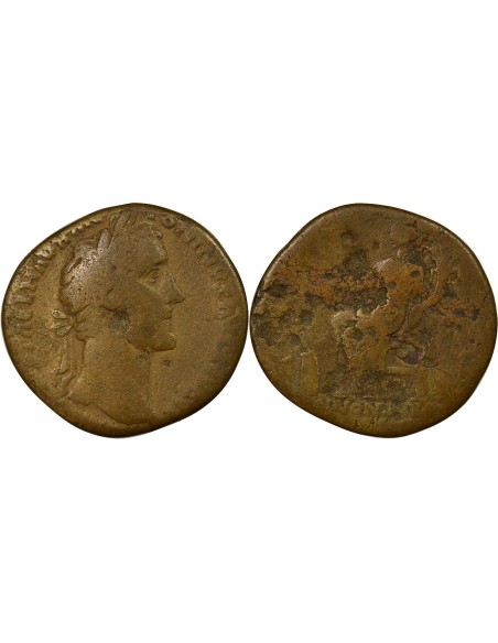 Rome Empire Antonin le Pieux Annona Assise 1 sesterce Laiton 150-152 R Rome