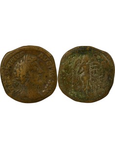 Rome Empire Marc Aurèle Victoire sur les Germains 1 sesterce Laiton 171 R Rome