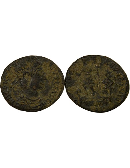 Rome Empire Constance II Galère & Empereur 1 maiorina Cuivre 348-350 Trèves
