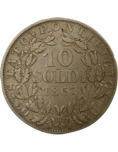 Etat Pontifical Pie IX 10 soldi Argent 1867 R Rome