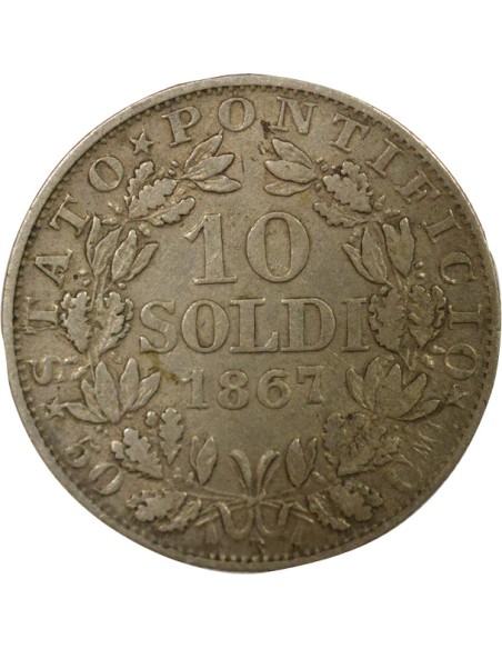 Etat Pontifical Pie IX 10 soldi Argent 1867 R Rome