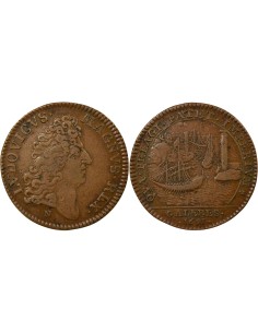 Louis XVI Galères Royales 1 jeton Cuivre 1691