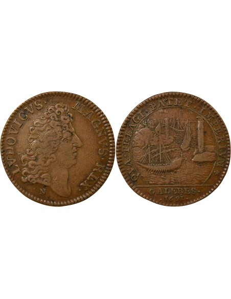 Louis XVI Galères Royales 1 jeton Cuivre 1691