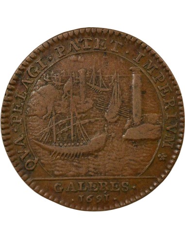 Louis XVI Galères Royales 1 jeton Cuivre 1691