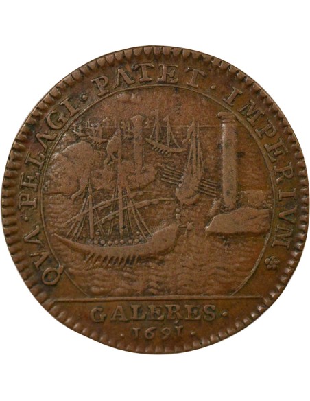 Louis XVI Galères Royales 1 jeton Cuivre 1691