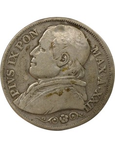 Etat Pontifical Pie IX 2 lire Argent 1867 R Rome 2