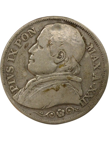 Etat Pontifical Pie IX 2 lire Argent 1867 R Rome