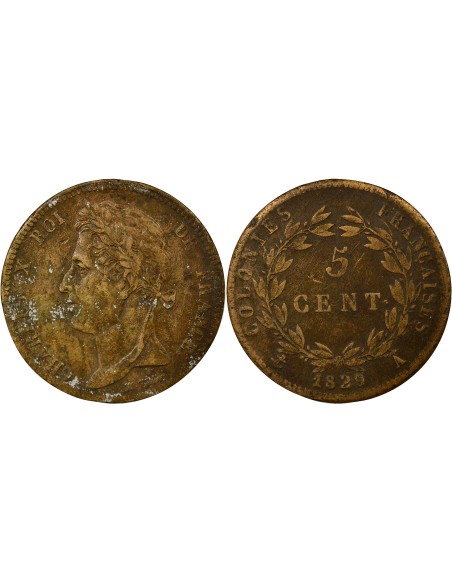 Guyane Française Charles X 5 centimes Bronze 1829 A - Paris
