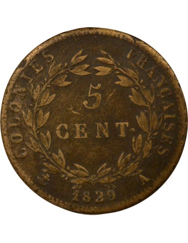 Guyane Française Charles X 5 centimes Bronze 1829 A - Paris