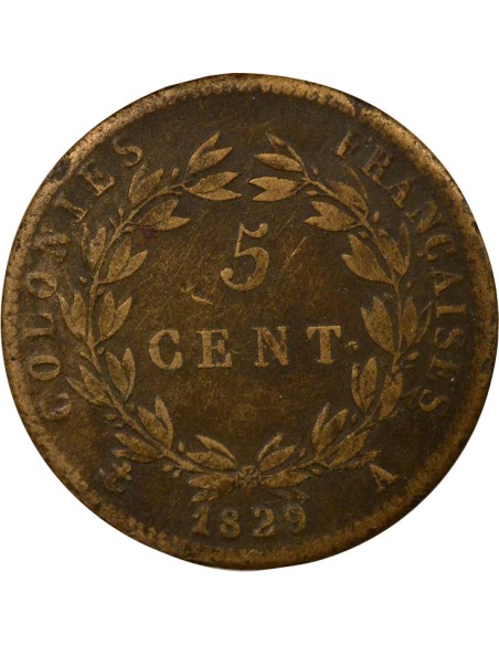 Guyane Française Charles X 5 centimes Bronze 1829 A - Paris