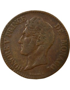 Monaco Honoré V Petite Tête 5 centimes Bronze 1837 M Monaco 2