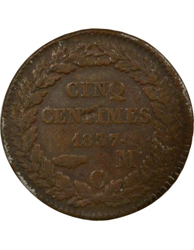 Monaco Honoré V Petite Tête 5 centimes Bronze 1837 M Monaco
