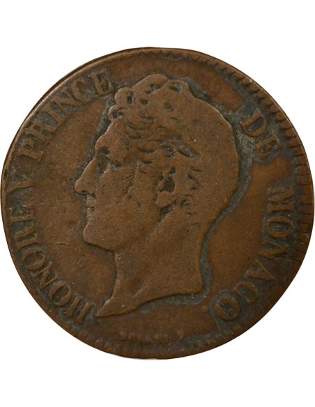 Monaco Honoré V Petite Tête 5 centimes Bronze 1837 M Monaco