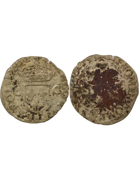 Charles X Cardinal de Bourbon Aux Deux C 1 douzain Billon 1593 B Rouen