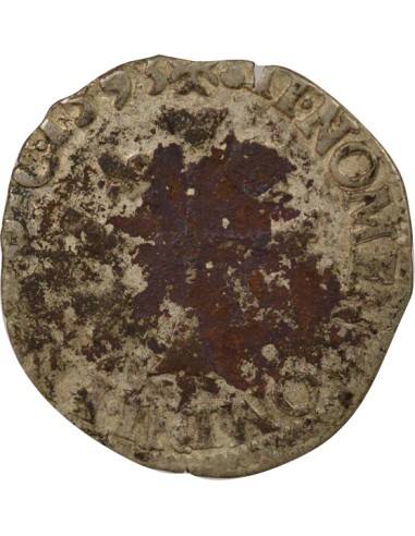 Charles X Cardinal de Bourbon Aux Deux C 1 douzain Billon 1593 B Rouen