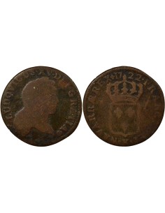 Louis XV Au Buste Enfantin 1/2 sol Cuivre 1722 K Bordeaux