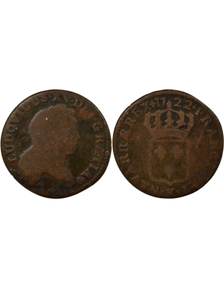 Louis XV Au Buste Enfantin 1/2 sol Cuivre 1722 K Bordeaux