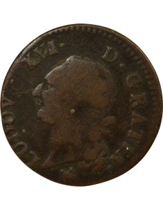 Louis XVI A l'Ecu 1 sol Cuivre 1791 B Rouen 2