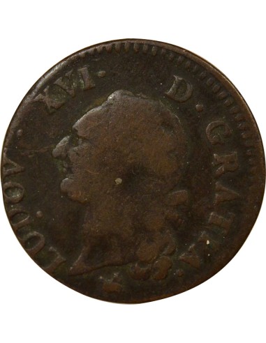 Louis XVI A l'Ecu 1 sol Cuivre 1791 B Rouen