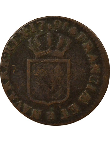 Louis XVI A l'Ecu 1 sol Cuivre 1791 B Rouen