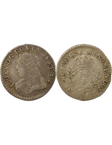 Louis XV au Buste habillé 1/20 ecu Argent 1728 K Bordeaux