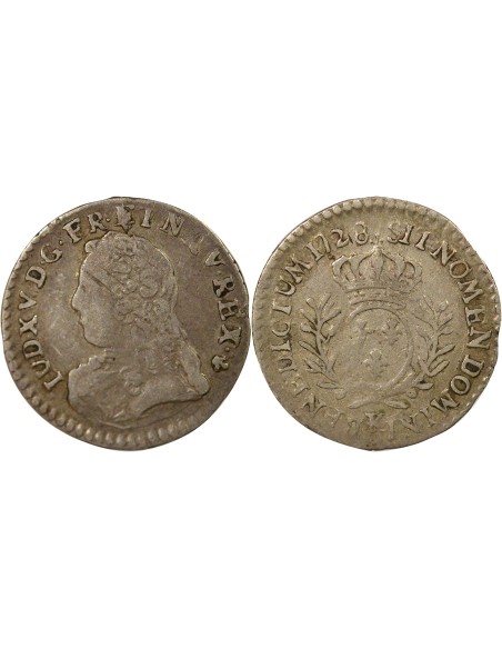 Louis XV au Buste habillé 1/20 ecu Argent 1728 K Bordeaux