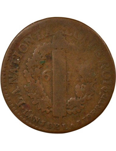 Louis XVI Au Faisceau 6 denier Cuivre 1793 K Bordeaux