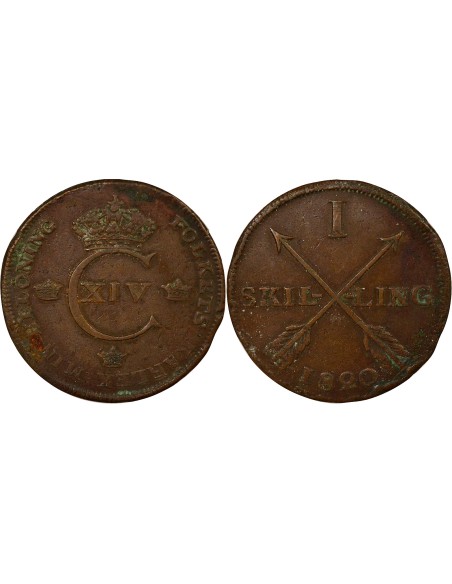 Suède Karl XIV Johan 1 skilling Cuivre 1820
