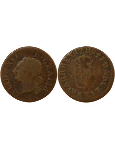 Louis XVI A l'Ecu 1 liard Cuivre 1789 T Nantes