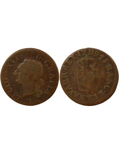 Louis XVI A l'Ecu 1 liard Cuivre 1789 T Nantes