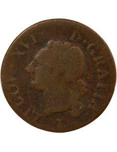 Louis XVI A l'Ecu 1 liard Cuivre 1789 T Nantes 2