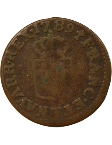 Louis XVI A l'Ecu 1 liard Cuivre 1789 T Nantes