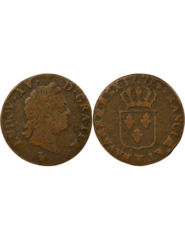 Louis XV à la Vieille Tête 1 sol Cuivre 1771 S Troyes