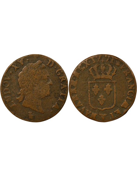 Louis XV à la Vieille Tête 1 sol Cuivre 1771 S Troyes