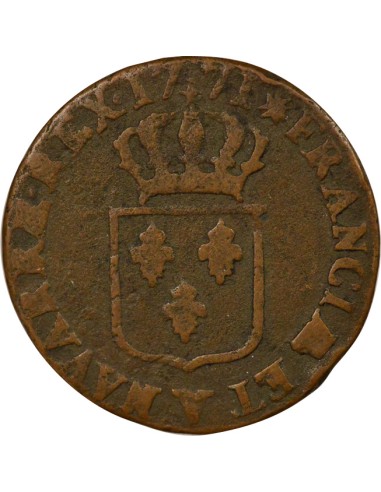 Louis XV à la Vieille Tête 1 sol Cuivre 1771 S Troyes