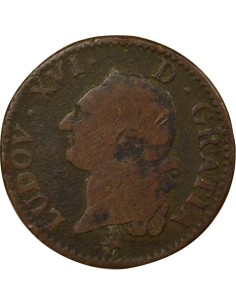 Louis XVI A l'Ecu 1 sol Cuivre 1791 A - Paris 2