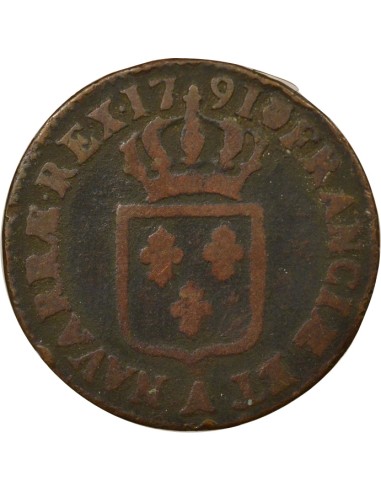 Louis XVI A l'Ecu 1 sol Cuivre 1791 A - Paris