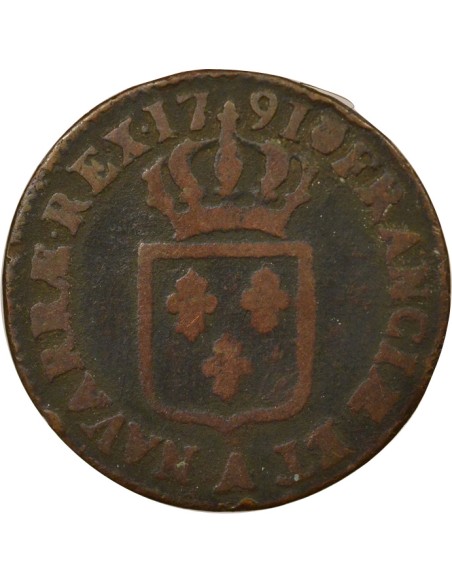 Louis XVI A l'Ecu 1 sol Cuivre 1791 A - Paris